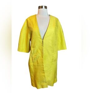 Mischen Women’s Topper Jacket Size 8 Yellow Ramie Cocoon Minimalist